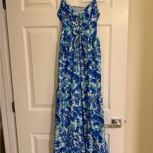 Never Worn-Blue and Green Floral Maxi Dress